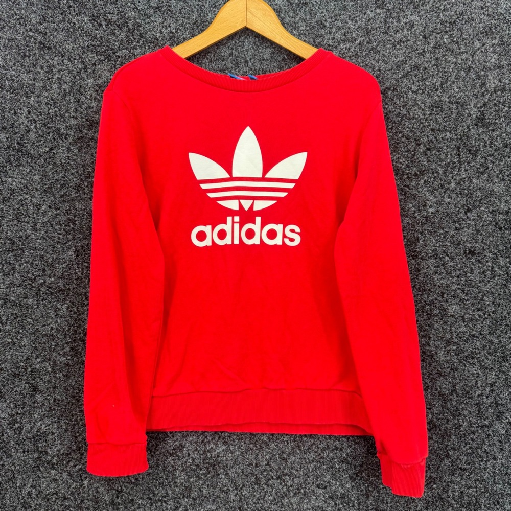 Adidas Originals Trefoil Sweatshirt Red White Logo Pullover Mens Medium UK 14